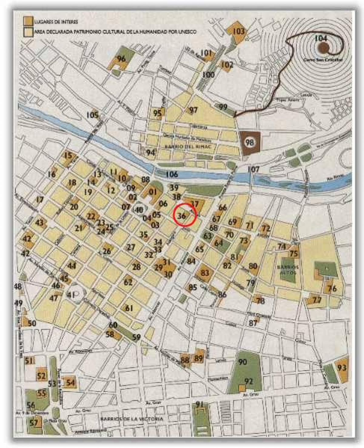 Mapa del centre històric de Lima